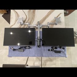 DELL 27 Inch Monitor With Dual Clamps Arms