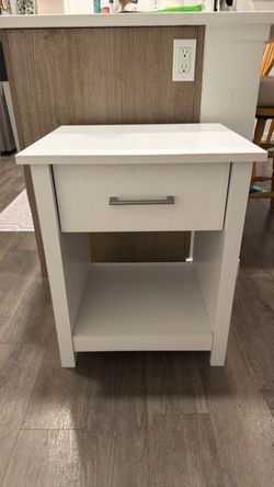 White wooden nightstand
