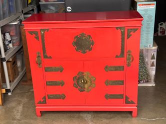 Vintage Red Bar Cabinet