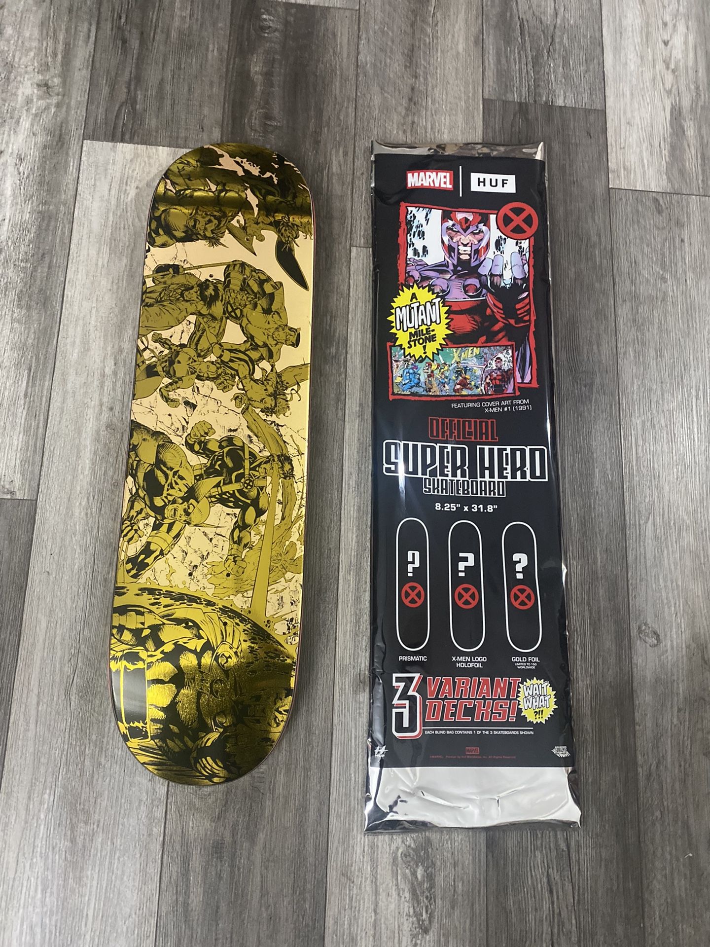 Huf x Marvel X-Men Gold Skateboard Deck Jim Lee Comic Artwork VHTF