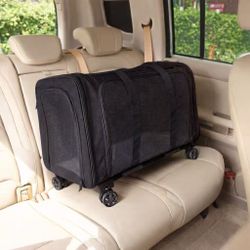 New In Box Bag Size 25x14x14 Inch Tall Detachable Dolly Rolling Pet Dog Cat Carrier Travel Duffle Bag Breathable Mesh Screen Doors 