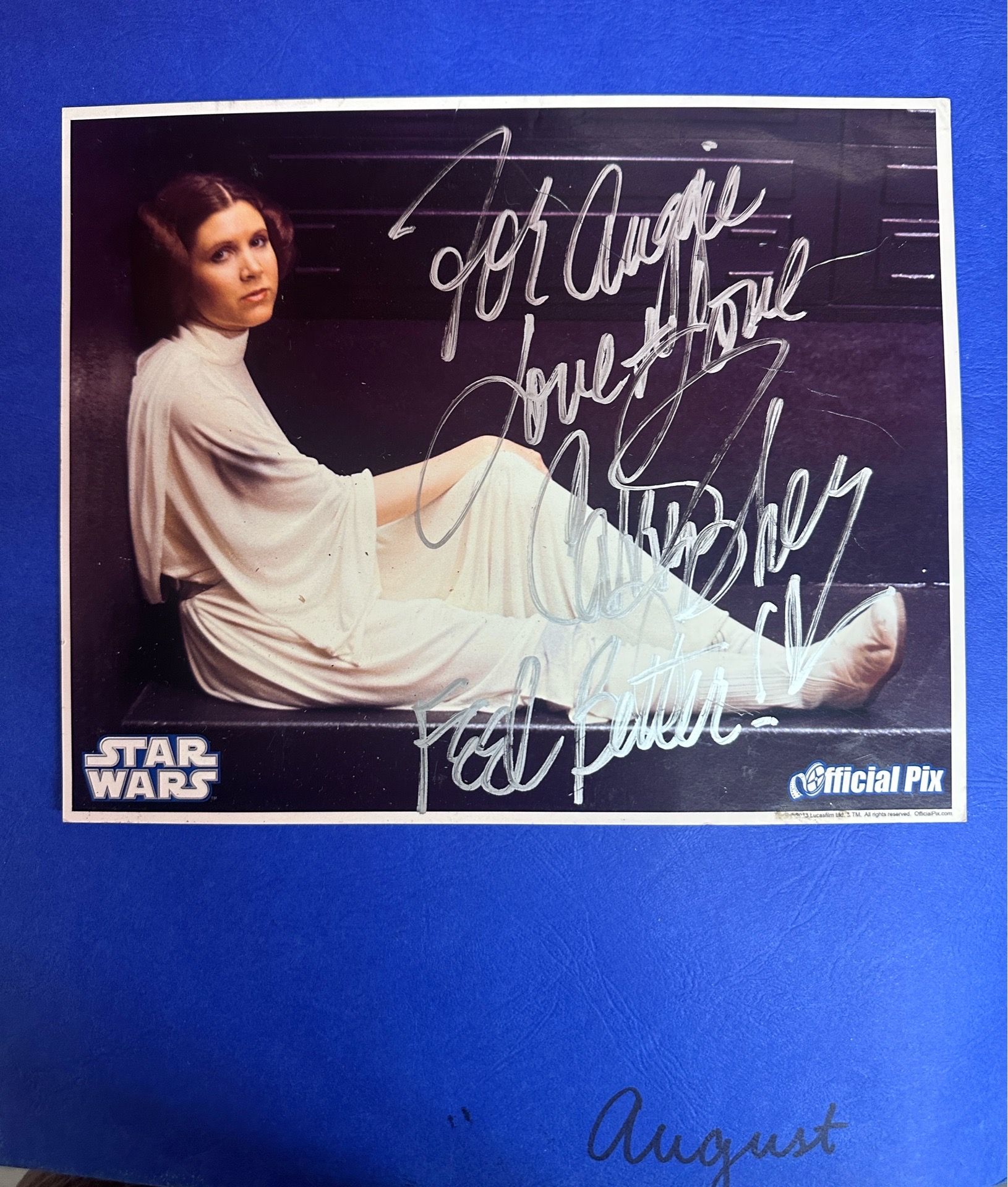 Star Wars Carrie Fisher autographed photo of Princess Leia (2015)