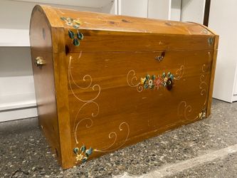 Vintage Hand Painted Floral Cedar Chest