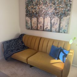 Like New Yellow Linen Futon