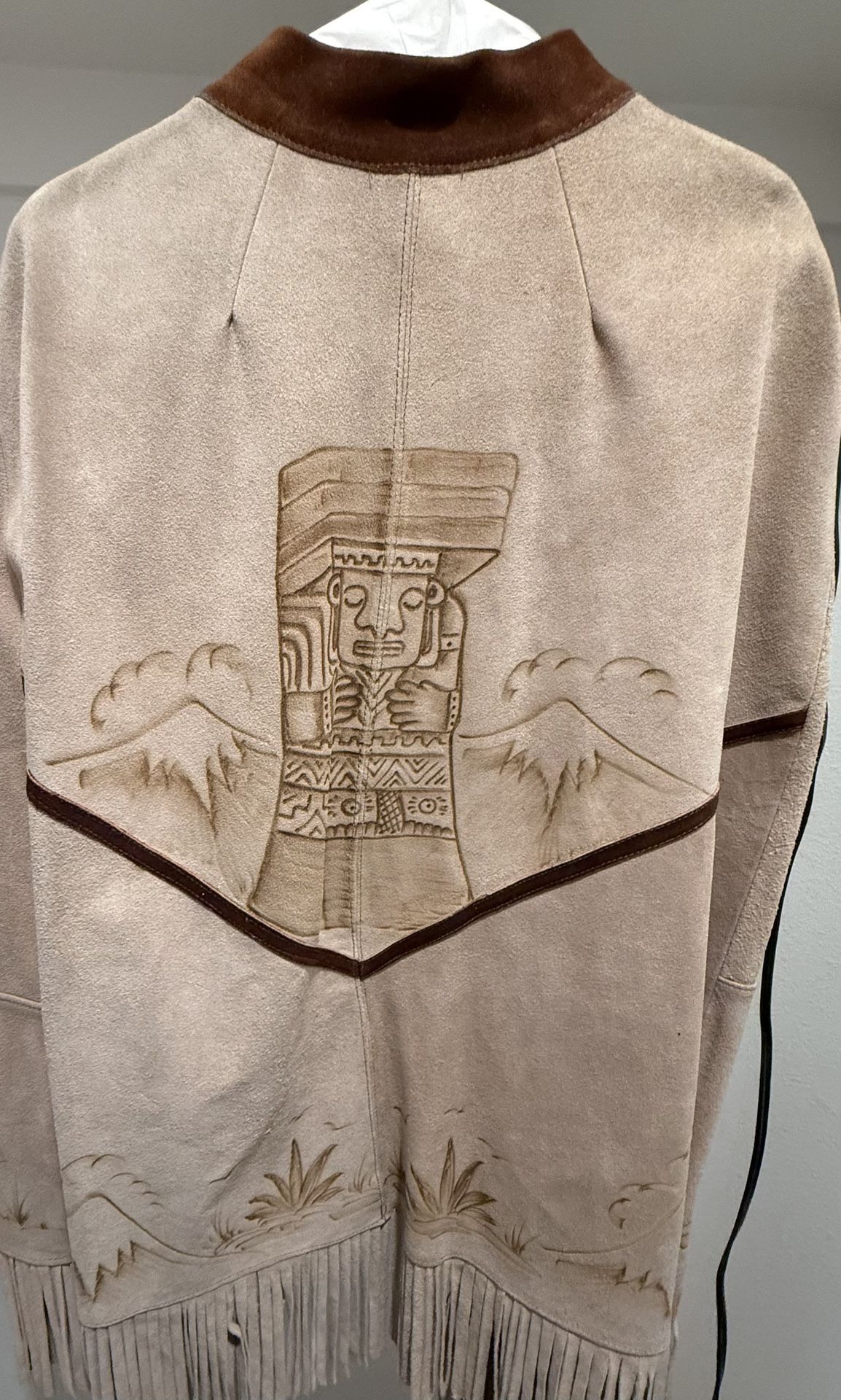 Suede Leather Tan Poncho Cape