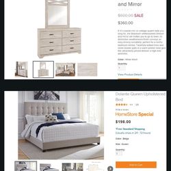 Bed, Dresser And Mirror 