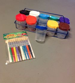 Paint Cups with Carrier and Brushes