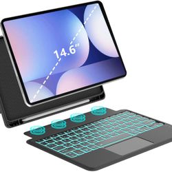 Magic Keyboard Case For Samsung Galaxy Tab S10 Ultra/S9 Ultra/S8 Ultra 14.6 Inch, 7 Colors Backlit Keyboard With Trackpad, Smart Touchpad Detachable K