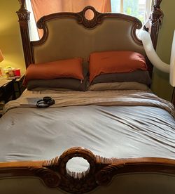 4 Piece matching Bedroom set - Carved wood and Marble tops