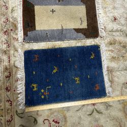 2 Small Thick Wool Mats From India