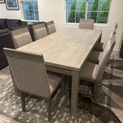 NEW || 9 Pcs Dining Set, Stone Gray, Table and 6 Chairs, SKU#10FM3597GY9Pcs