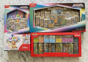Prismatic Evolutions Bundle Sealed - Binder, Tins, Booster Bundle, ETB, Collection Box
