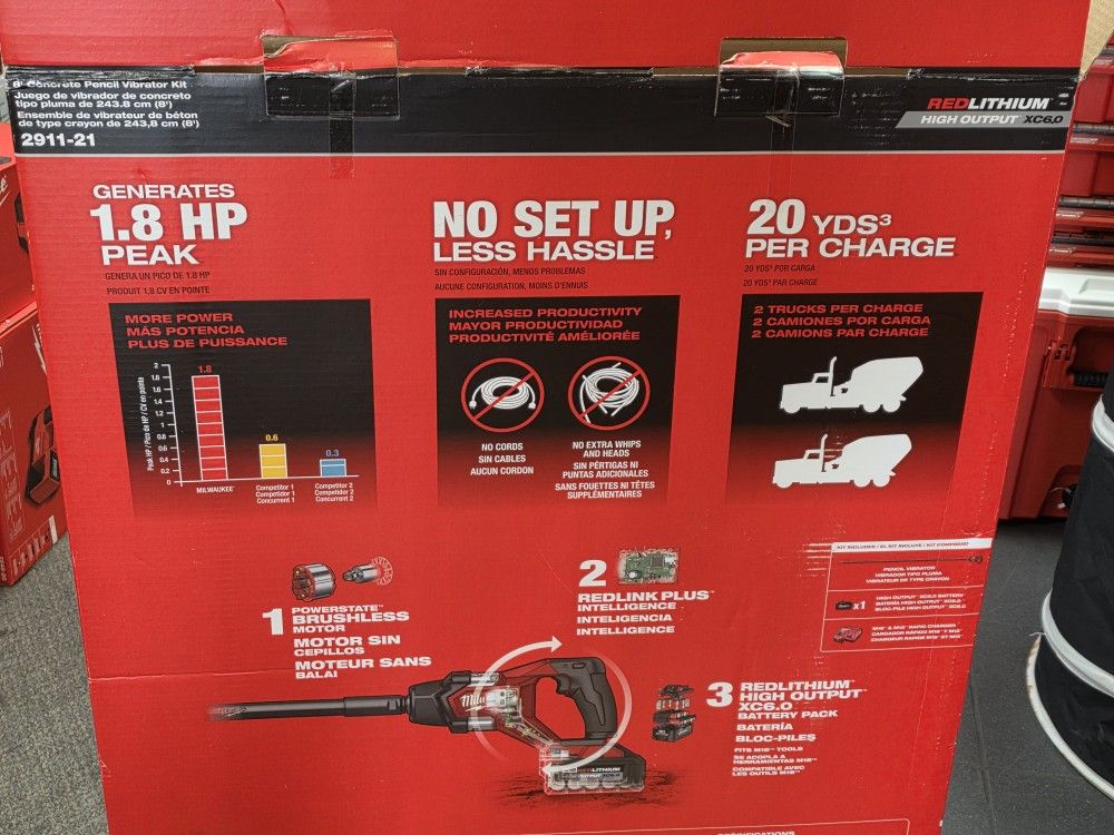M18 Milwaukee 8ft Concrete Vibrator Kit,New, Financing Available
