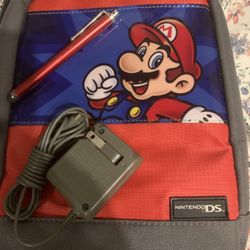 nintendo ds mario carrying bag case and charger 
