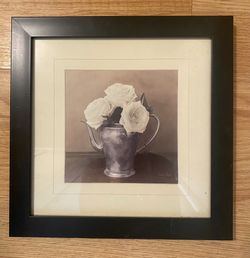 Black And White Flower Matted And Framed