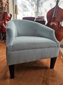 Broyhill Powder Blue Upholstered Barrel Accent Chair