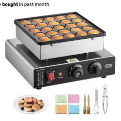 Mini Pancake Maker, 25PCS 43mm Diameter Dutch Muffin Waffle Baker, Non-stick Stainless Steel Poffertjes Grill, Commercial Electric Dorayaki Mach