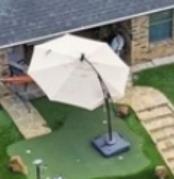 Used - 11 ft. Aluminum Cantilever Patio Umbrella in Putty Beige