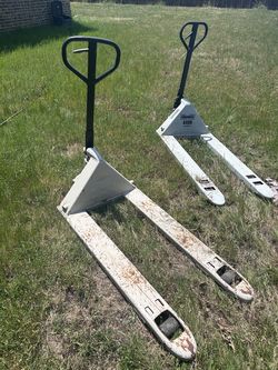 2 Heavy-Duty 4,400 lb Pallet Jacks – Crown & Roughneck (Will Separate) MUST GO