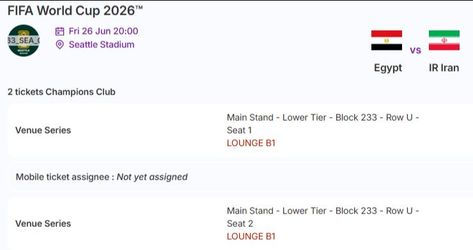 World Cup tickets Egypt vs Iran VIP Premium FIFA Hospitality