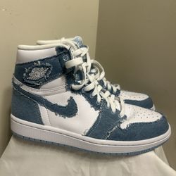 Nike Air Jordan 1 Retro High OG Denim Womens Size 7.5White Blue DM9036-104