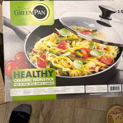 Green Pan Ceramic Non Stick Sauté Pan 5 Quart 