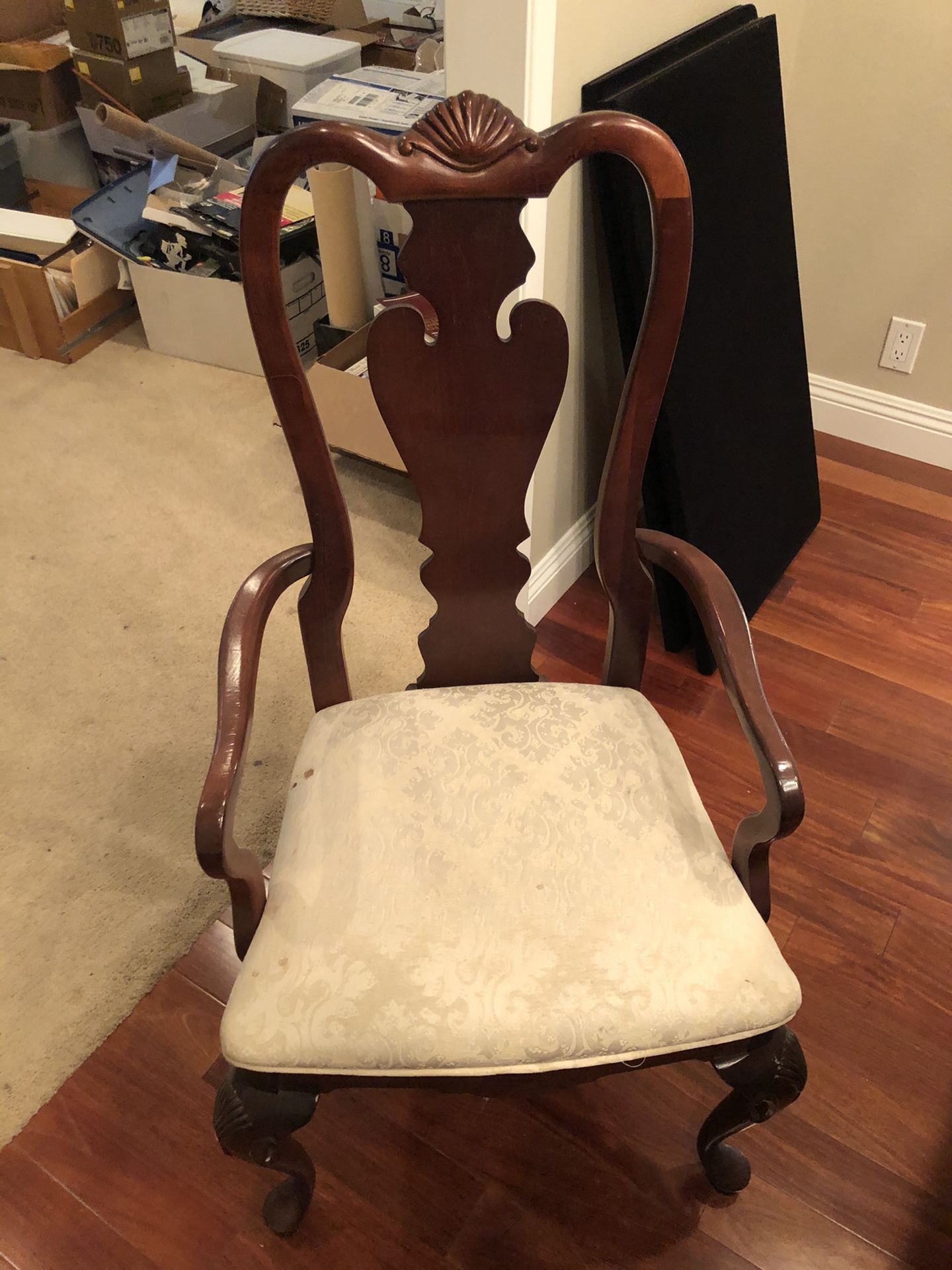 Hutch dining room table, chairs, and china cabinet