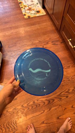 Regular blue plastic frisbee