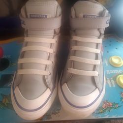 Converse Pro Blaze Strap High-Top Sneaker - Kids size -2 /women -4 - Grey/Blue/Red