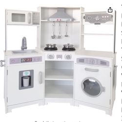 Kids Wooden  Play Kitchen White