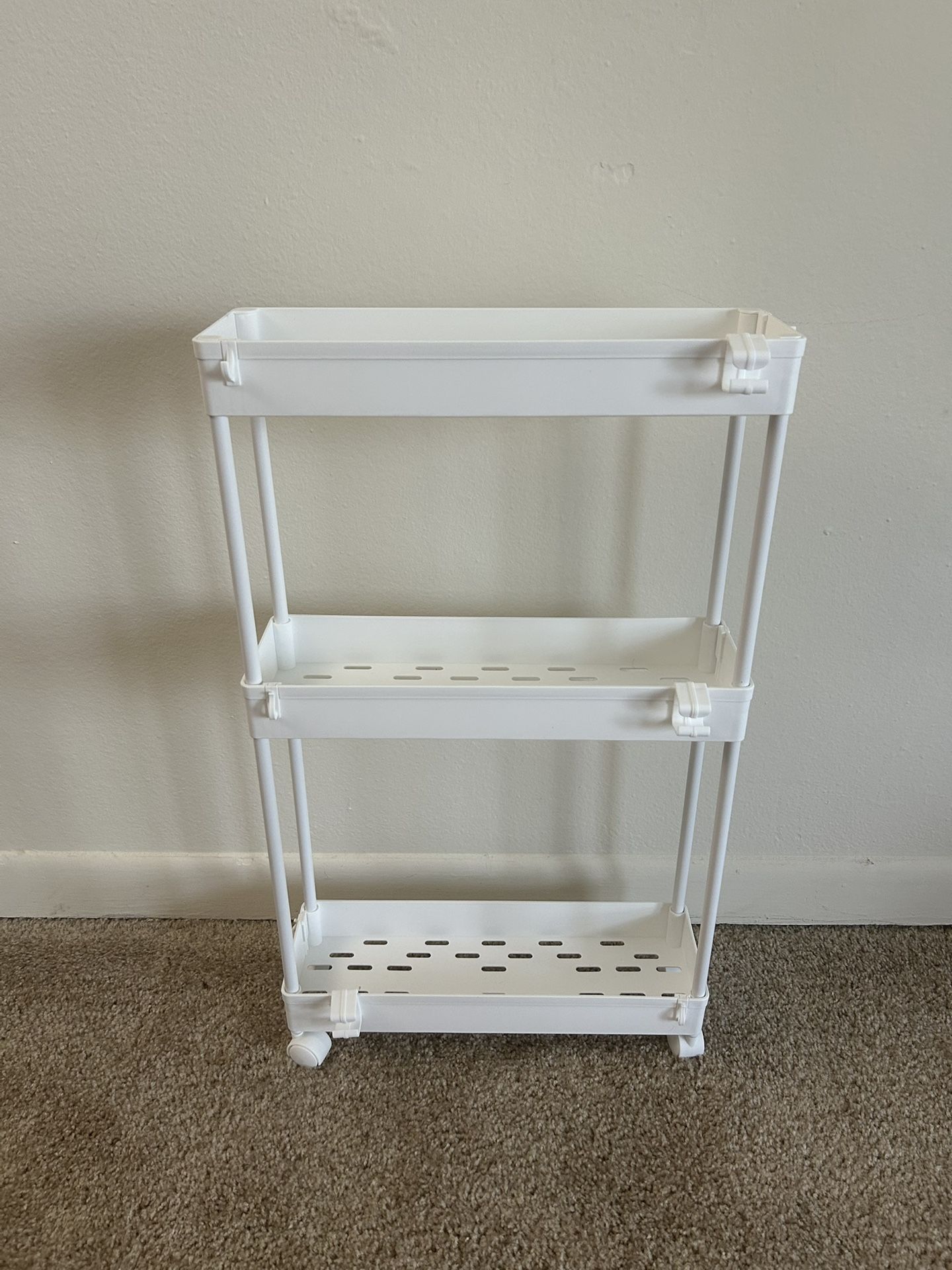 SPACEKEEPER Slim Rolling Storage Cart, 3 Tier White
