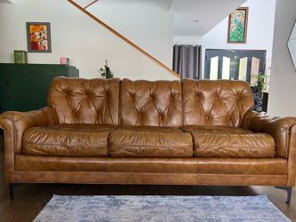 Vintage Brown Real Leather Sofa