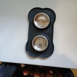 Double Silicone / Stainless Steel Dog Cat Bowls