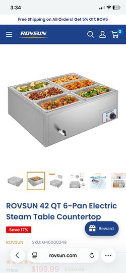 42 QT 6-Pan Electric Steam Table Countertop Save 17%