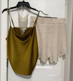 Nine West silk Cami Top and Crochet Shorts