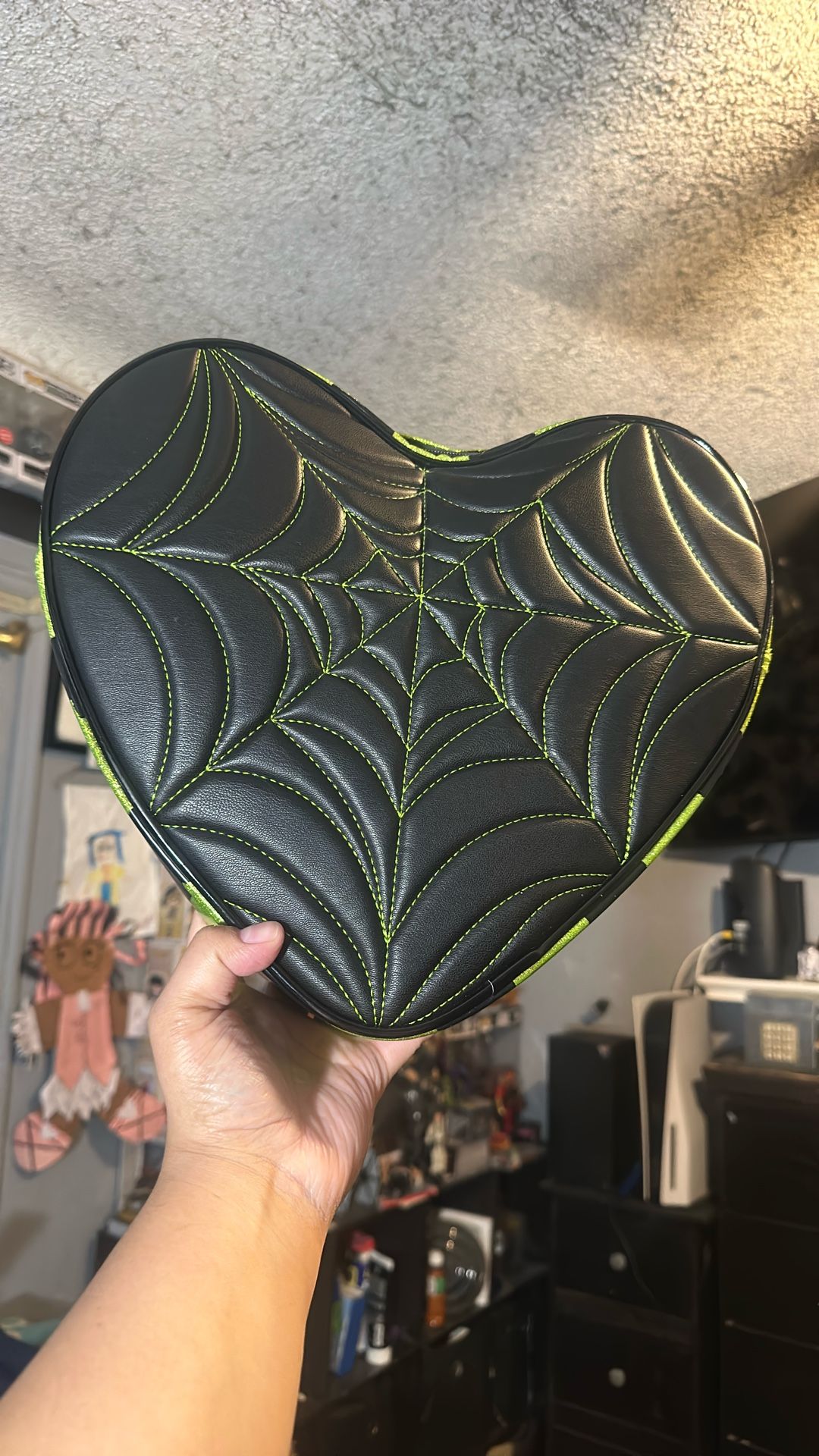 LOVE PAIN AND STITCHES HEART SHAPED PURSE