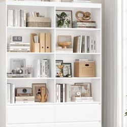 White Bookcase with Drawers