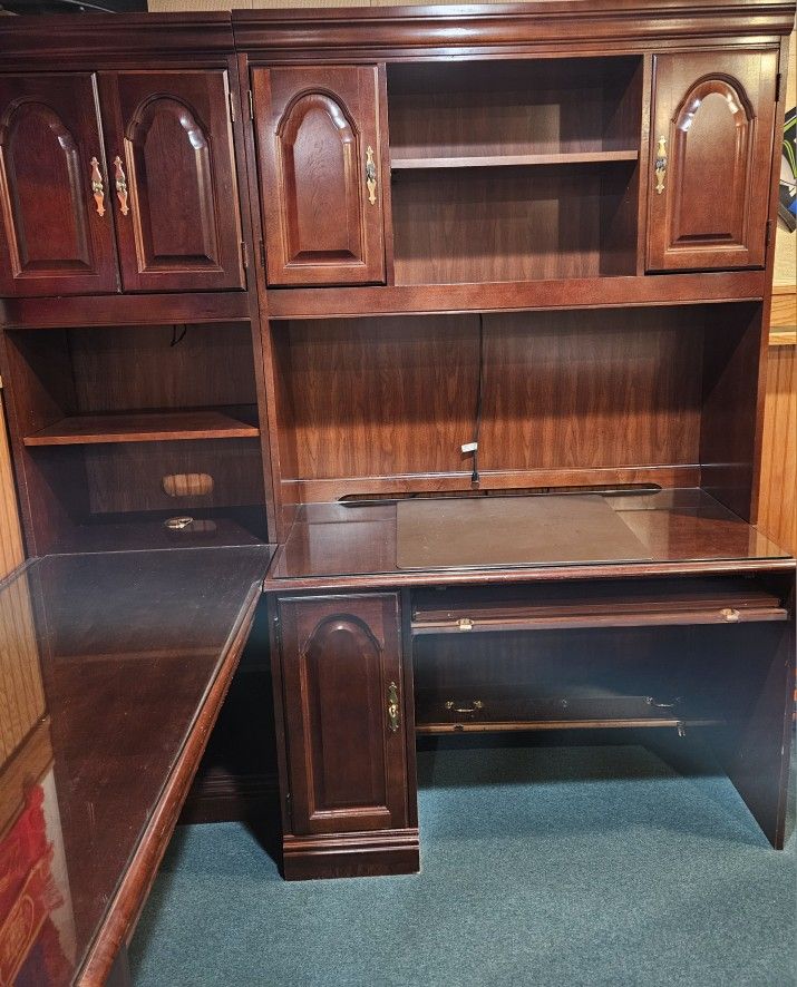Solid Wood Corner Desk And Hutch