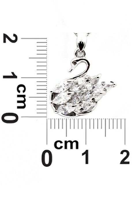 Sterling silver swan crystal pendant necklace
