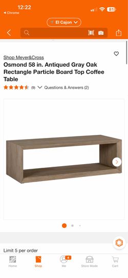 Shop Meyer&Cross Osmond 58 in. Antiqued Gray Oak Rectangle Particle Board Top Coffee Table
