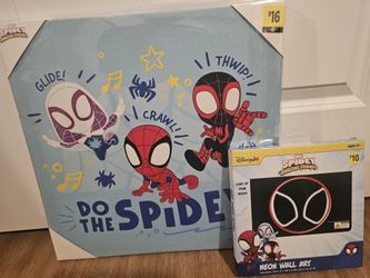 Marvel Spidey and His Amazing Friends Canvas and Neon Wall Art Bundle