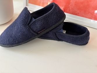 Navy Wool Mens Slippers Made In Germany