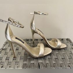 Nine West Metallic Gold Ankle Strap Heel