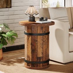 25.6" Tall End Table, Round Side Table with Sturdy Base ( only one )