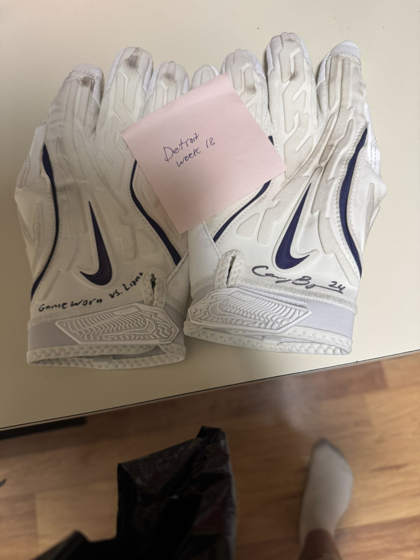 Autographed Game Worn Cam Bynum Gloves