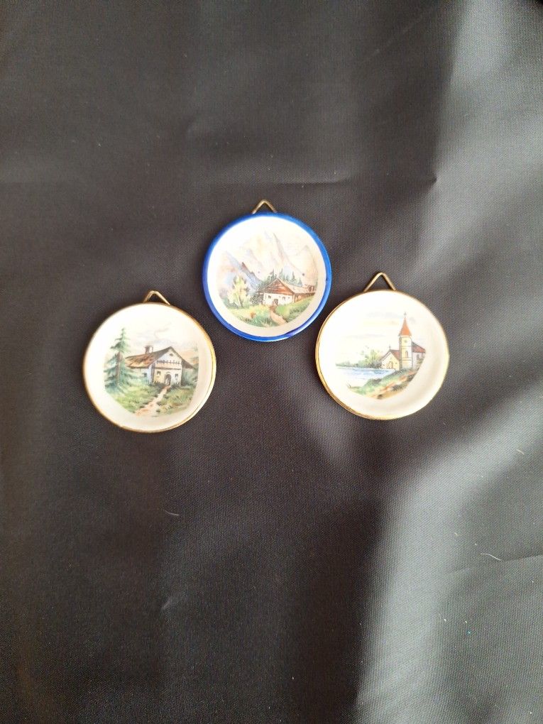 Tiny Porcelain Plates (3) Made In West Germany Doll House
