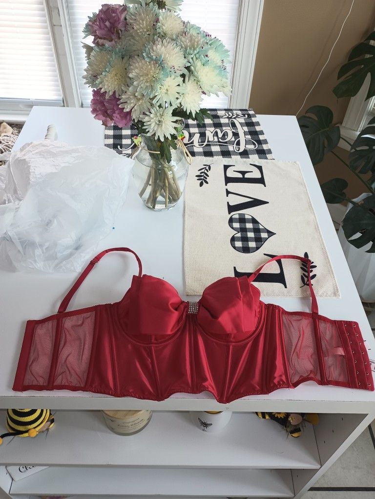 VICTORIAS SECRET RED LINGERIE (32C/NEW)