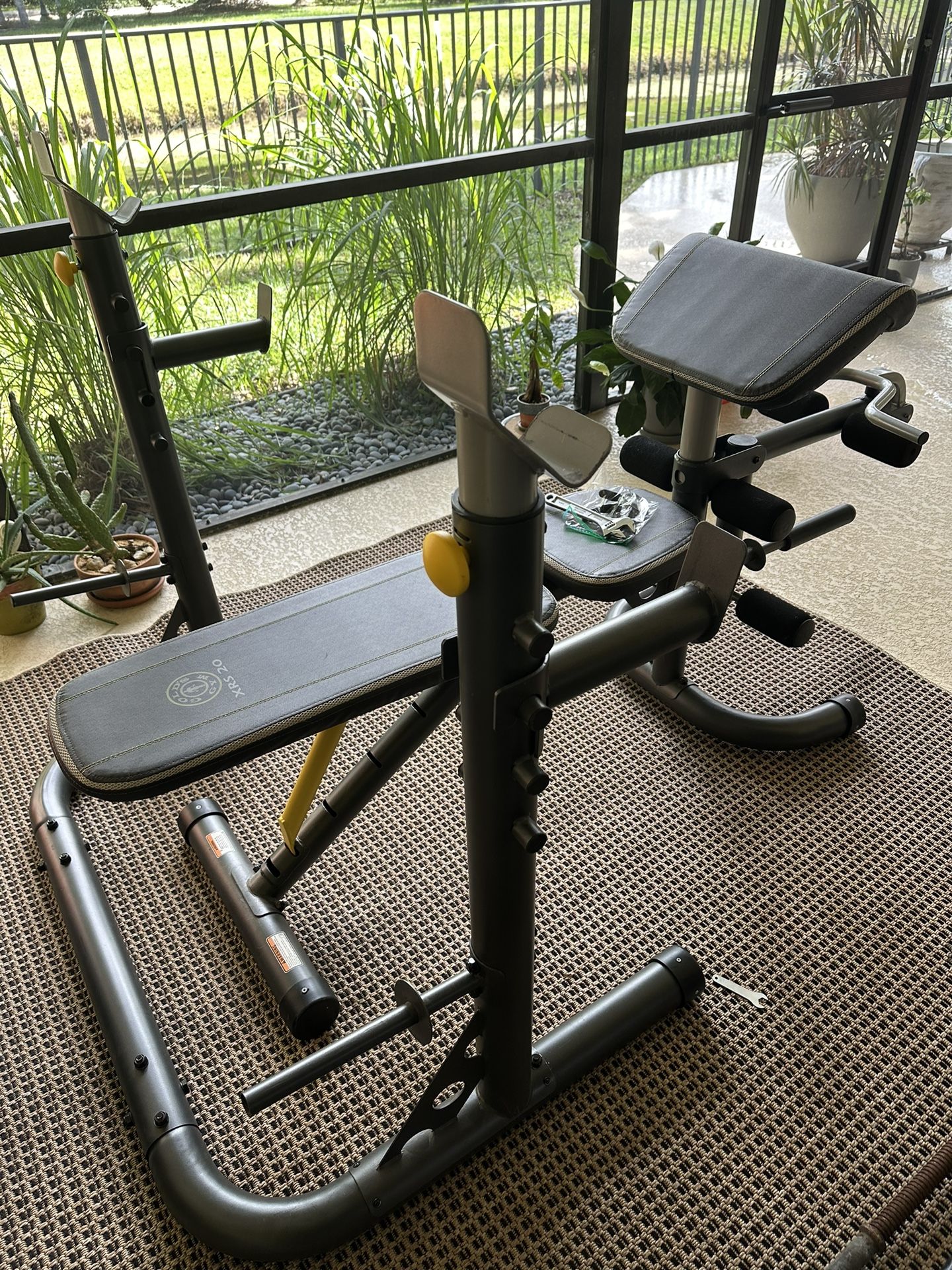 Gold's Gym XRS 20 Adjustable Olympic Workout Bench with Squat Rack, Leg Extension, Preacher Curl, and Weight Storage Home Gym Set