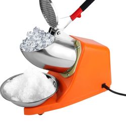 Electric Ice Crusher with Dual Blades,300W Electric Ice Shaver Machine (176lbs/80kg Per Hour,2200rpm) with Cover and Bowl 110V Electric Snow Cone Make