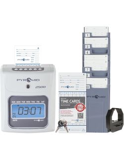 Pyramid Time Systems Small Business 2500 Time Clock Bundle, Unlimited Employees, Ivory